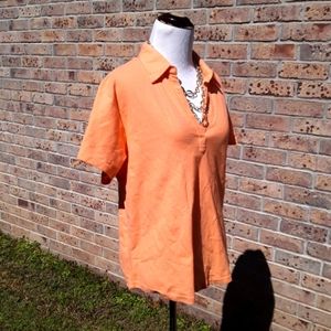 Columbia Vneck Polo shirt orange new with tags